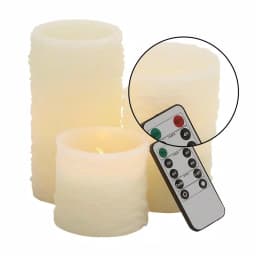 LITTON LANE Ivory Wax Flameless Pillar Candle Set of 3 with Remote Control and Timer thumbnail 3