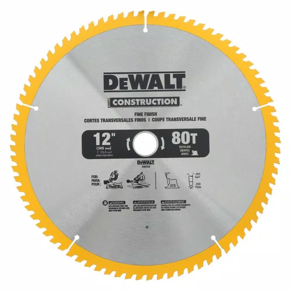 DEWALT 12 in. Corded Single Bevel Compound Miter Saw with 2-Pack Carbide Blade Set