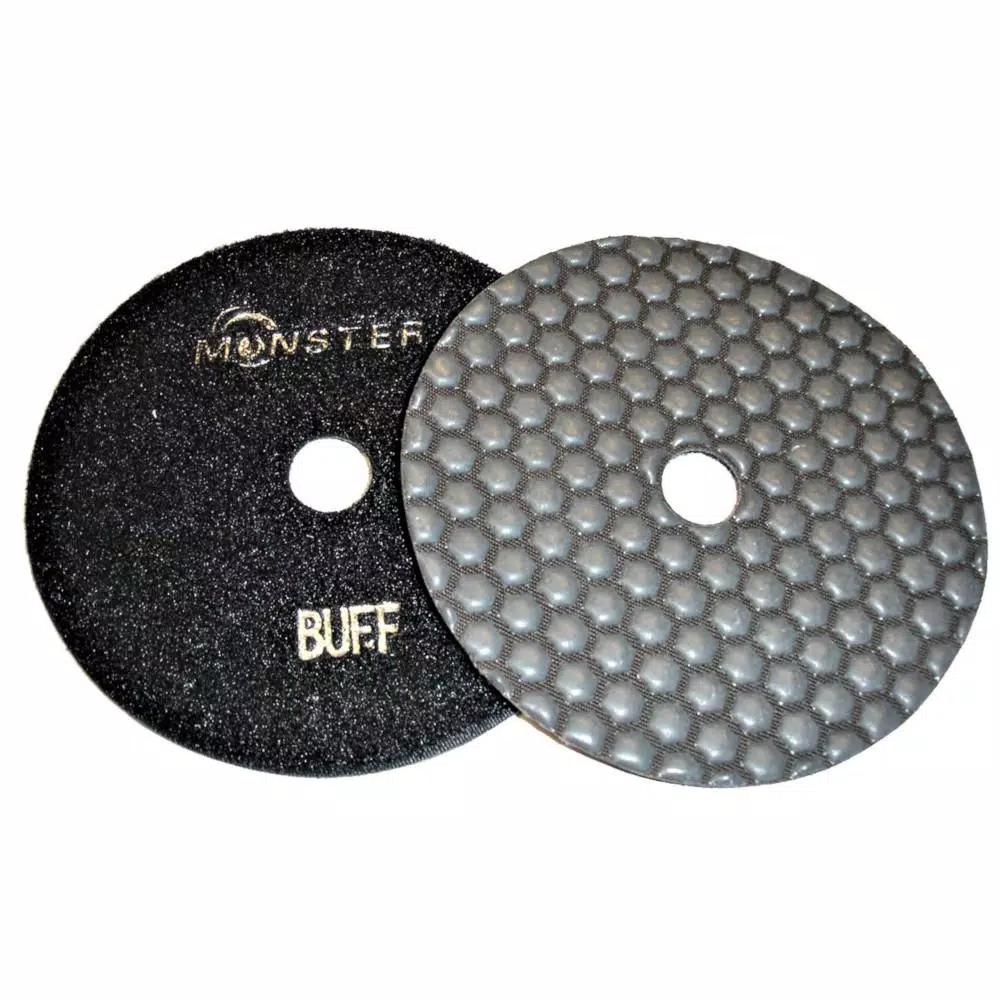Monster 5 in. Honeycomb Dry Diamond Polishing Pad Set with Back Holder, 8-Piece Kit
