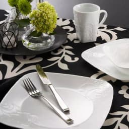 Corelle Boutique 16-Piece Cherish Porcelain Dinnerware Set, White Embossed Floral, Service for 4 thumbnail 4