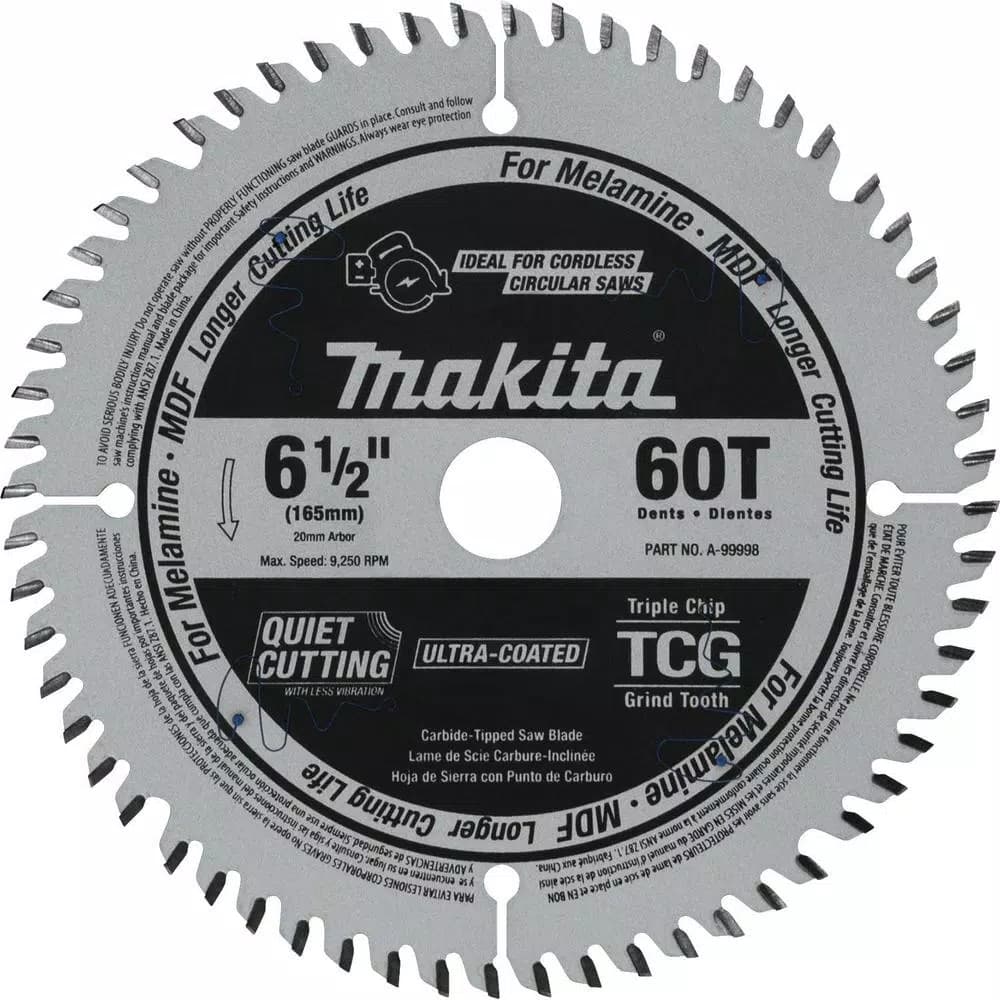 Makita 6-1/2 in. 60T TCG Carbide Tipped Circular Saw Blade for MDF and Laminate