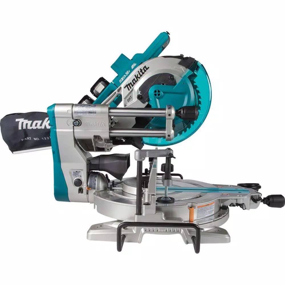 Makita 10 in. Dual-Bevel Sliding Compound Miter Saw X2 LXT Brushless Cordless with Laser and 5.0 Ah Batteries