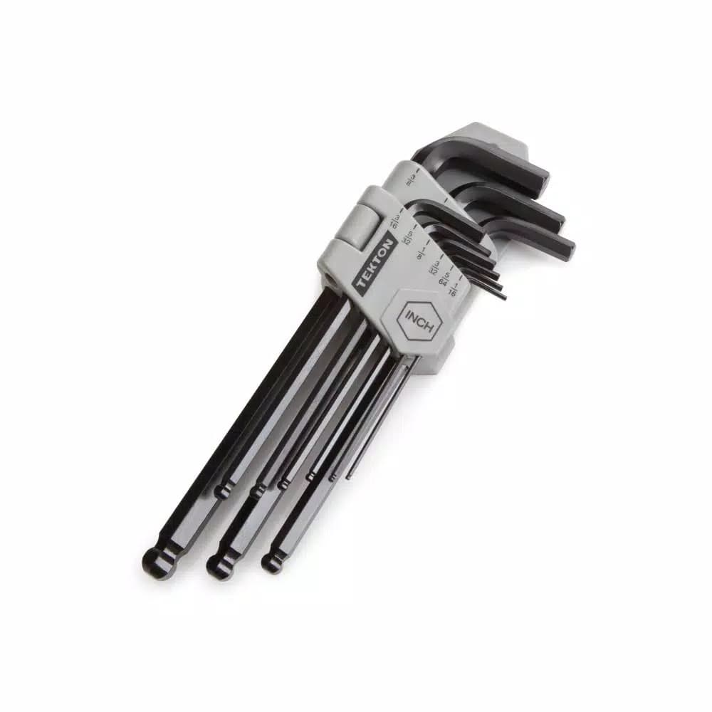 TEKTON 9-Piece Long Arm Ball End Hex Key Wrench Set, SAE Inch Sizes