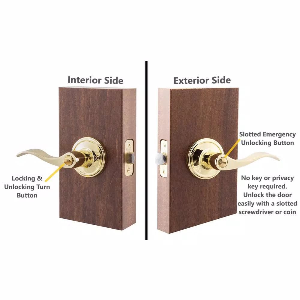 Copper Creek Waverlie Polished Brass Privacy Bed/Bath Door Lever