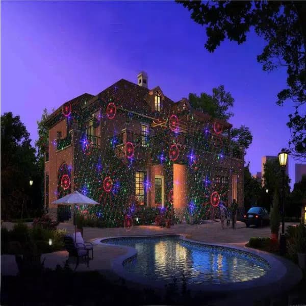 LEDMALL 3-Color RGB Outdoor Laser Projector Lights with RF Remote and 8 Moving Patterns