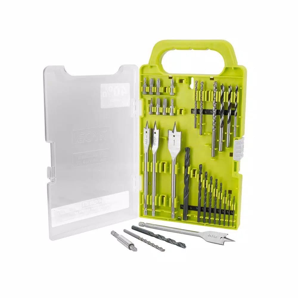RYOBI 31-Piece Black Oxide Drill and Drive Bit Set with Carbide Tipped Masonry Bits