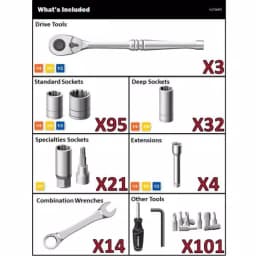 Husky 270-Piece Mechanics Tool Set with 1/4 in., 3/8 in., and 1/2 in. Drive Ratchets thumbnail 8