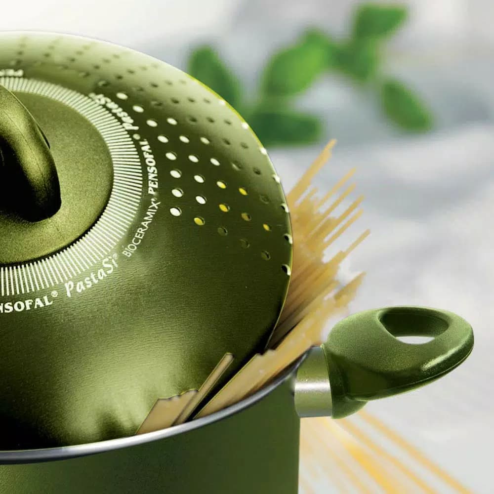 Pensofal PastaSI 5 Qt. Aluminum Nonstick Pasta Pot with Locking Strainer Lid - Terre di Siena