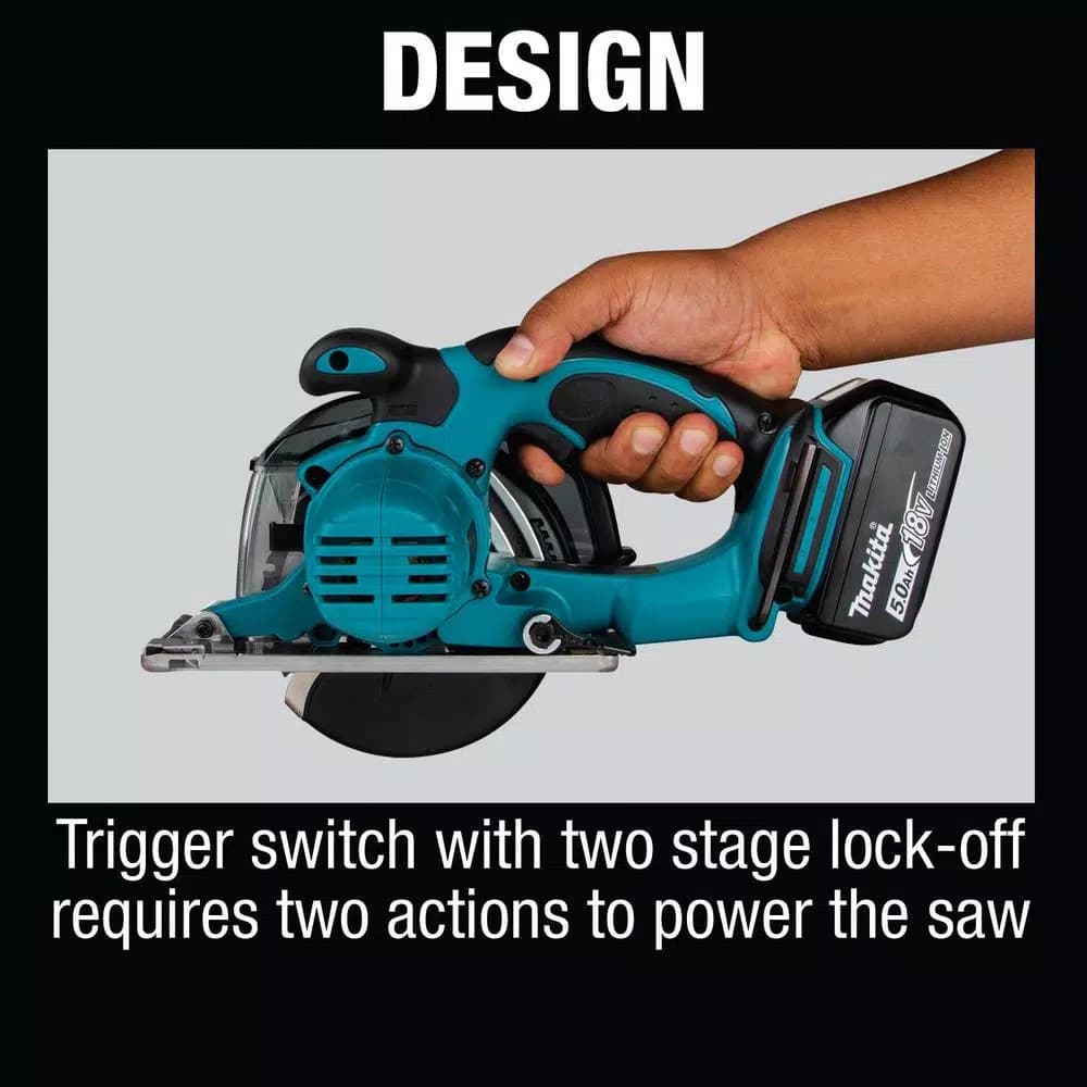 Makita 18V LXT Cordless 5-3/8 in. Metal Cutting Saw Kit with 2 5.0 Ah Batteries and Rapid Optimum Charger
