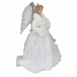 Northlight 13 in. Lighted Fiber Optic Angel Christmas Tree Topper with White Gown thumbnail 2