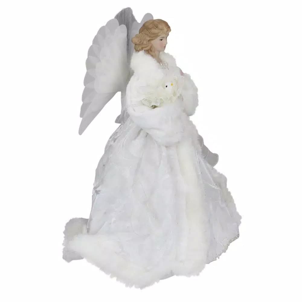 Northlight 13 in. Lighted Fiber Optic Angel Christmas Tree Topper with White Gown