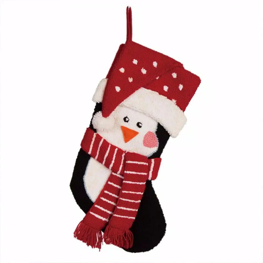 Glitzhome 19 in. 3D Penguin Christmas Stocking - Festive Holiday Decor
