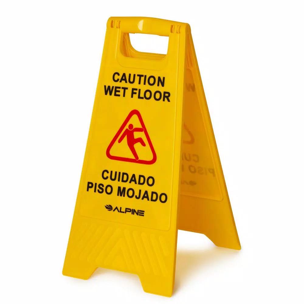 Alpine Industries 24 in. Yellow Multi-Lingual Wet Floor Caution Sign