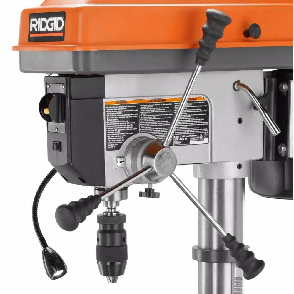 RIDGID 15 in. Drill Press with LED Worklight, 3/4 HP Motor, 12 Speeds