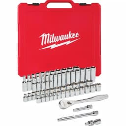 Milwaukee 3/8 in. Drive SAE/Metric Ratchet and Socket Set, 56-Piece Mechanics Tool Kit thumbnail 1