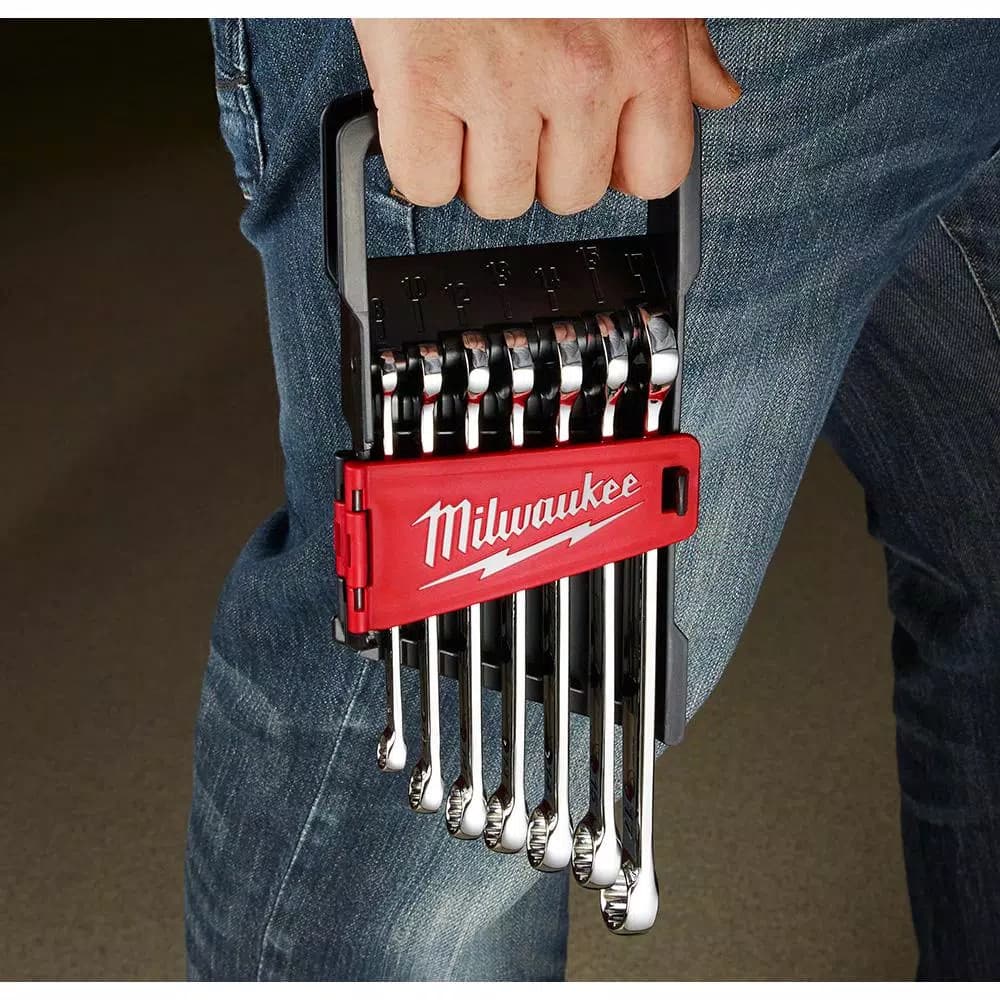 Milwaukee 7-Piece Metric Combination Wrench Set with MAX BITE Open-End Grip