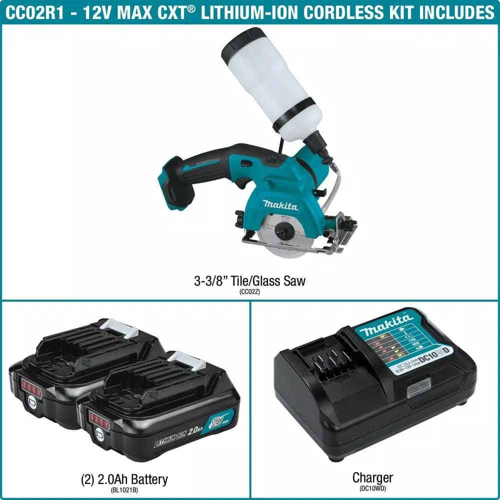 Makita 12V MAX CXT Cordless 3-3/8 in. Tile and Glass Saw Kit