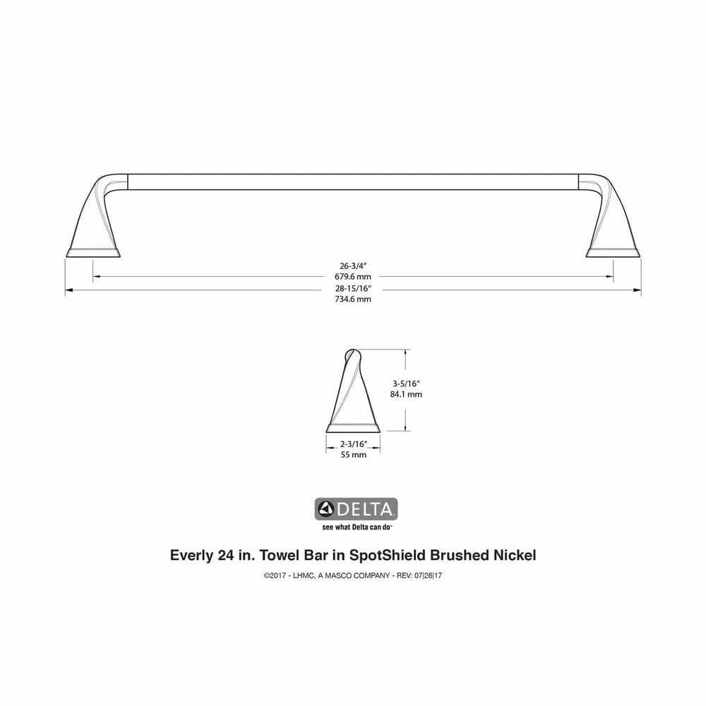 Delta Everly 24 in. Towel Bar in SpotShield Brushed Nickel
