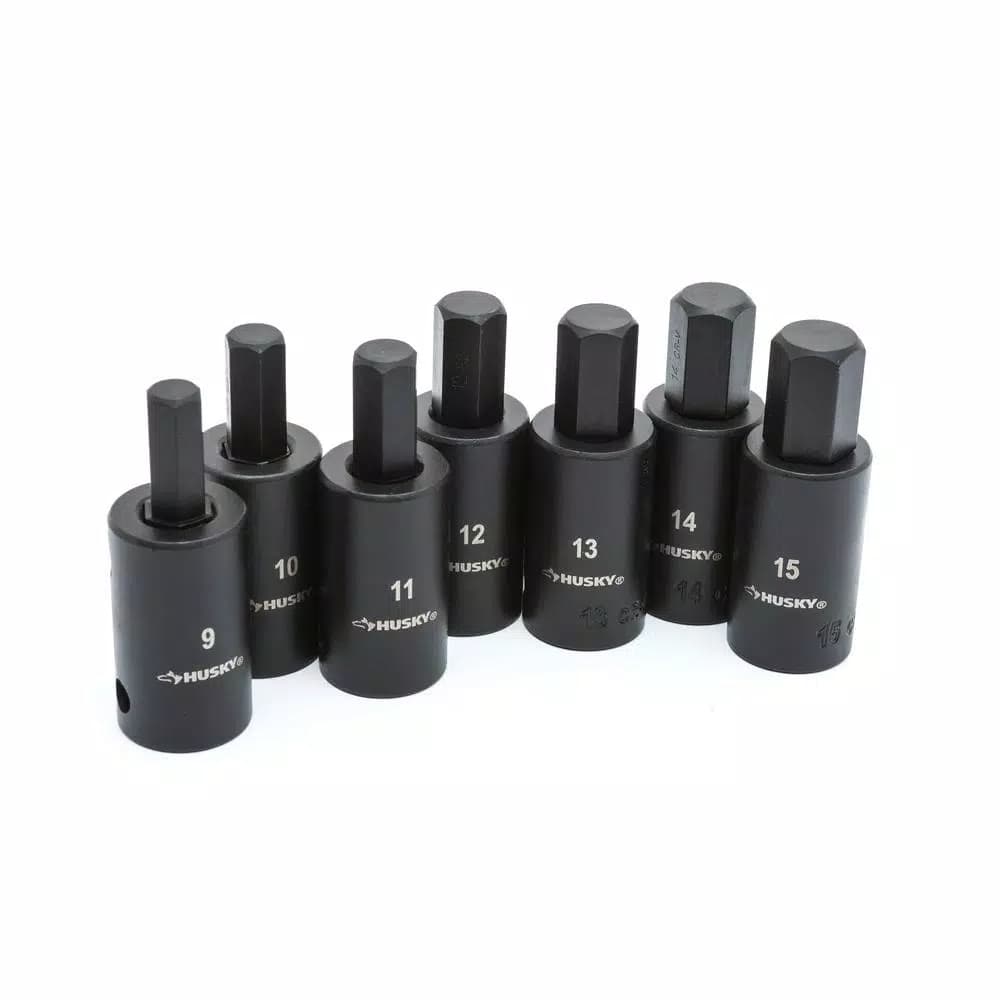 Husky 1/2 in. Drive Hex Bit Impact Socket Set, 14-Piece SAE/Metric