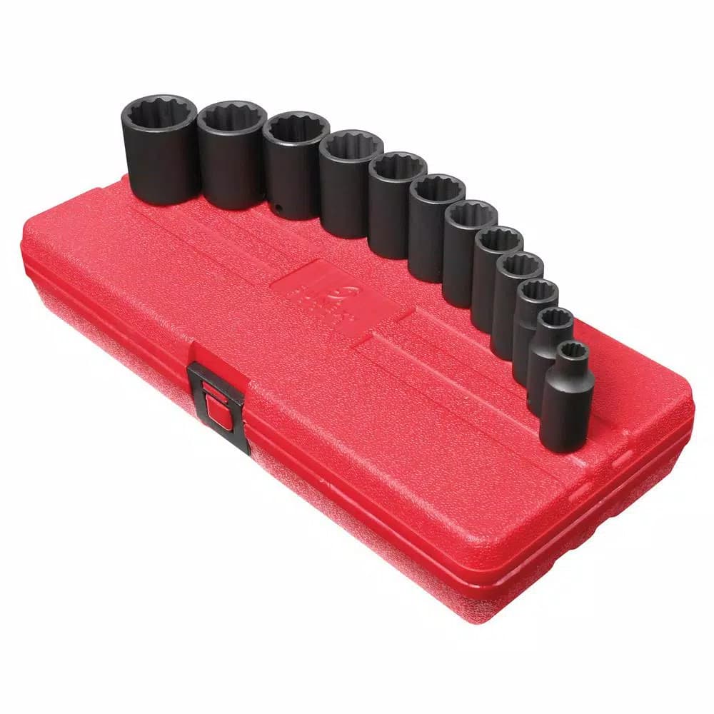 SUNEX TOOLS Sunex 12-Piece 3/8 in. Drive 12-Point SAE Semi-Deep Impact Socket Set
