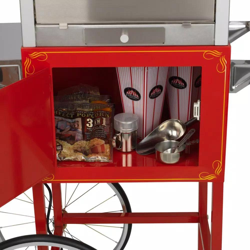 Funtime 8oz Red Theater Style Popcorn Popper Machine with Cart