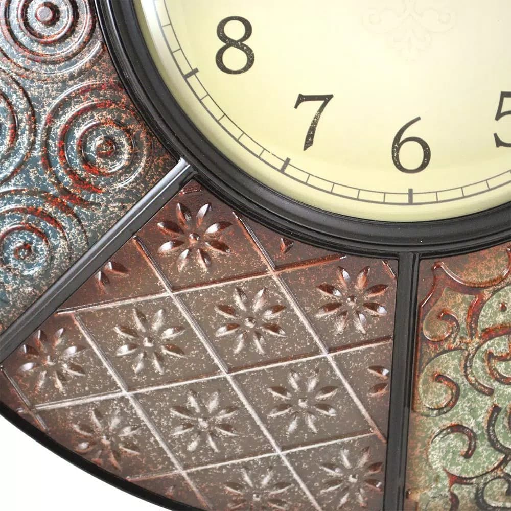 FirsTime 20.5 in. Round Patchwork Wall Clock, Multicolor Modern Quartz Movement