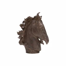 LITTON LANE Polystone Horse Head Sculpture - Rustic Brown Decorative Statuary thumbnail 2
