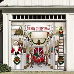 My Door Decor Santa's Reindeer Barn 7 ft. x 8 ft. Garage Door Mural thumbnail 2