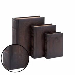 LITTON LANE Vintage Rectangular Wood and Faux Leather Flourished Book Boxes, Set of 3 thumbnail 3