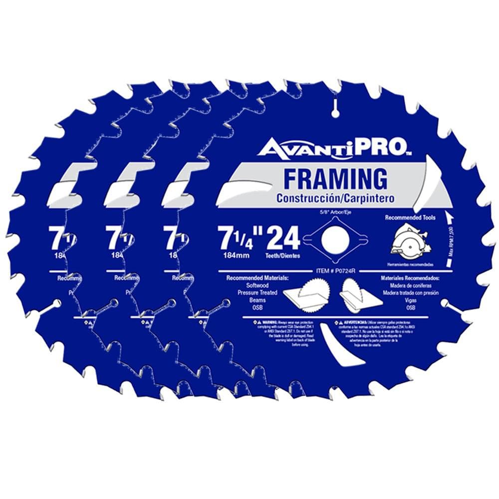 Avanti Pro 7-1/4 in. 24-Teeth Framing Circular Saw Blades, Carbide Steel (4-Pack)