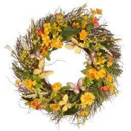 National Tree Company 24 in. Decorative Spring Wreath with Mixed Flowers, Greenery, and Butterflies thumbnail 1