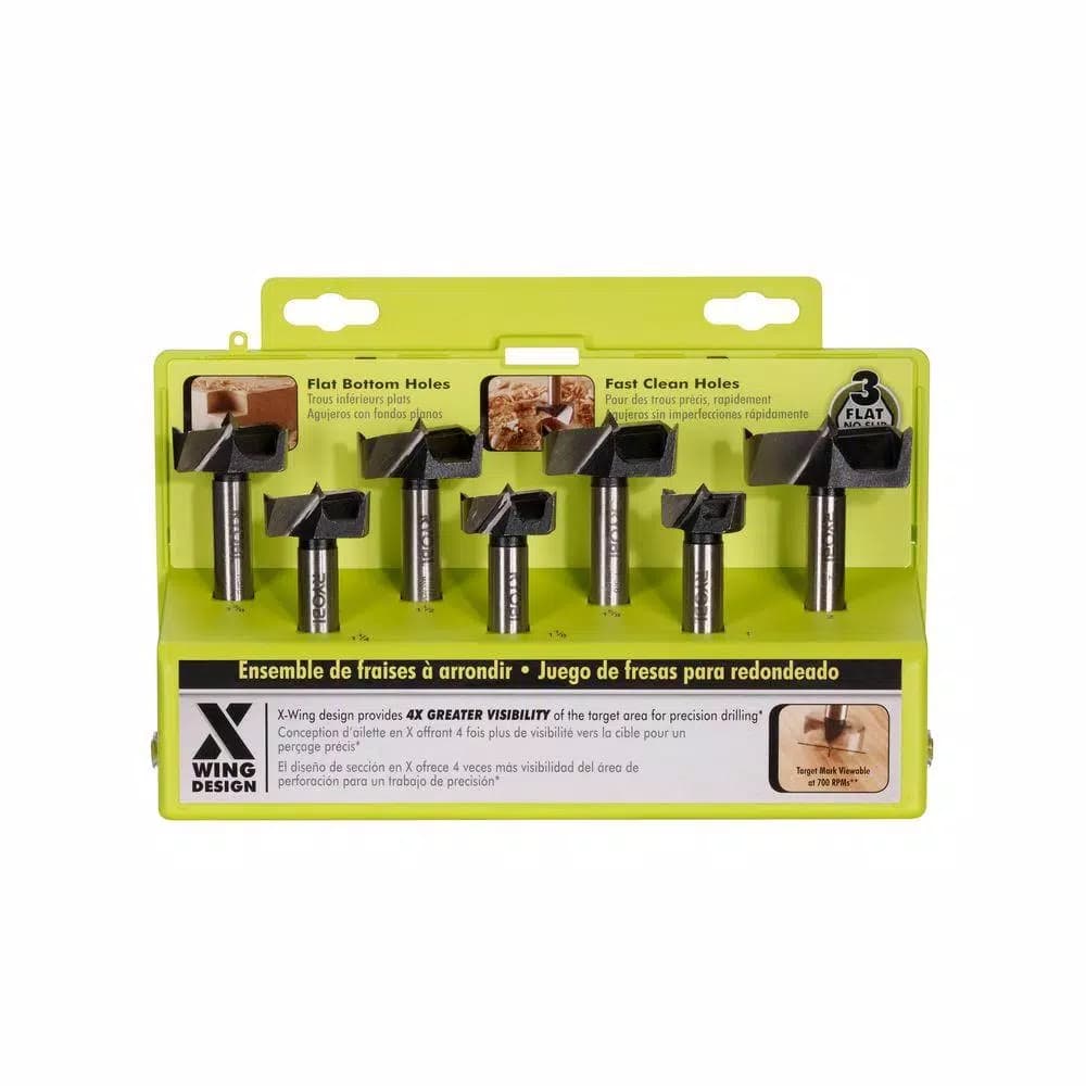 RYOBI 7-Piece Forstner Bit Set with X-Wing Design