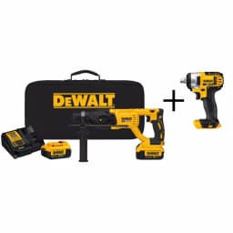 DEWALT 20V MAX XR Brushless 1 in. SDS Plus D-Handle Rotary Hammer Kit with (2) 4.0Ah Batteries & 1/2 in. Impact Wrench thumbnail 1