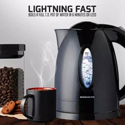 Ovente KP72 1.7L Electric Kettle, 1100W Fast Heating Water Boiler with Auto Shut-Off, Black thumbnail 7