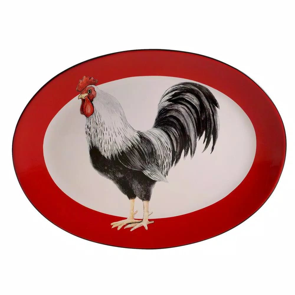 Certified International Homestead Rooster 16 in. Earthenware Oval Platter