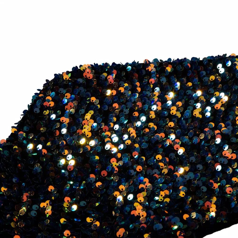 Glitzhome 21 in. Navy Blue Sequin Christmas Stocking with White Faux Fur Cuff