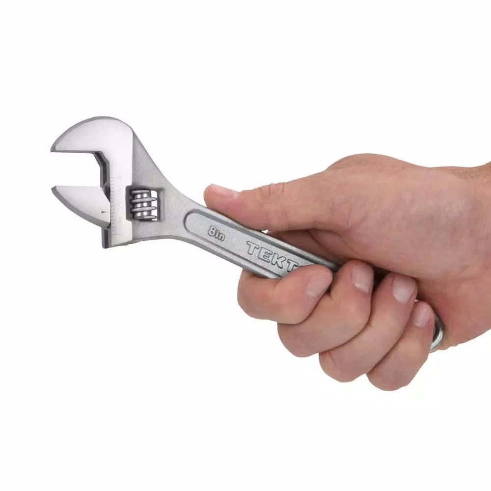 TEKTON 8 in. Adjustable Wrench with Satin Chrome Finish