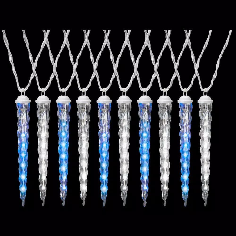 LightShow 10-Light Shooting Star Effect Icicle Lights, Icy Blue and White LED, 9 ft.