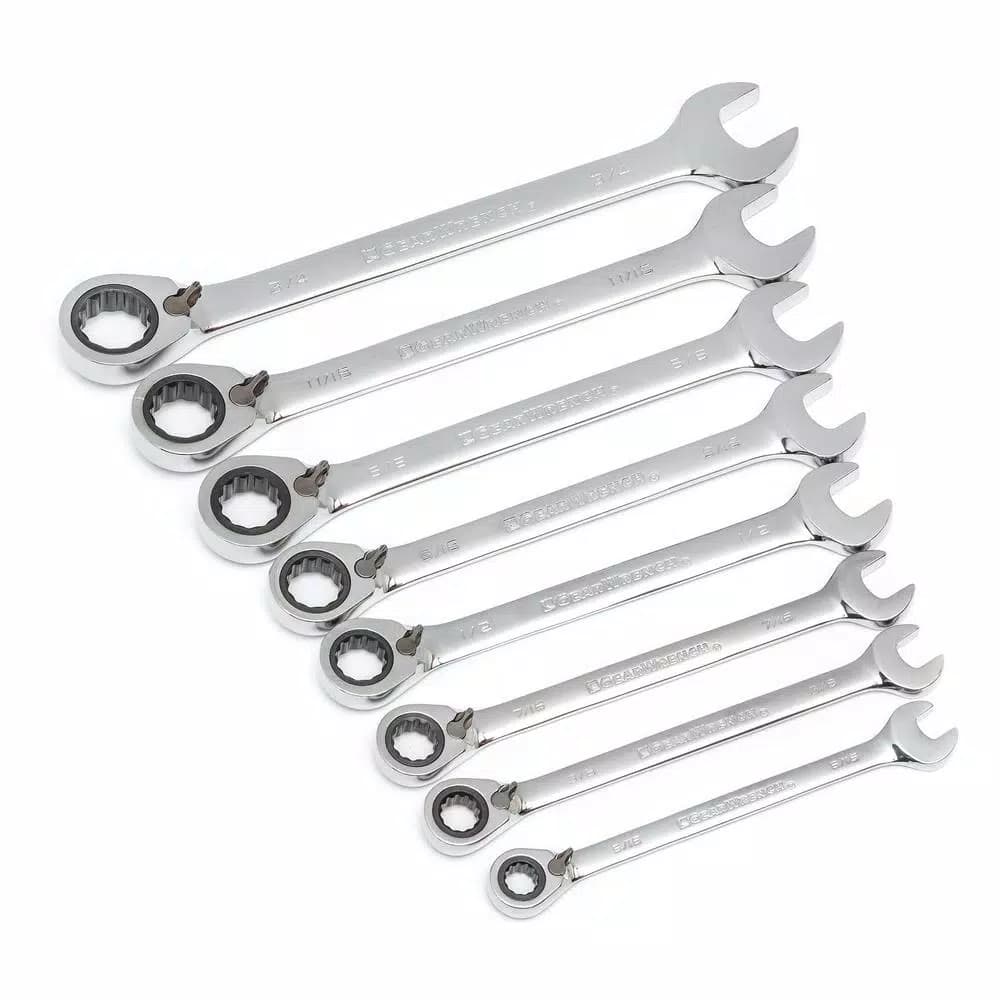 GearWrench 8-Piece SAE Reversible Combination Ratcheting Wrench Set