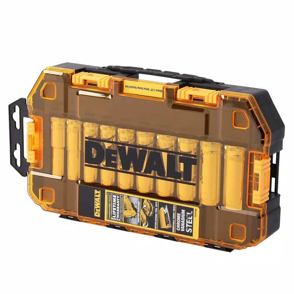 DEWALT DWMT73815 1/2 in. Drive Metric Deep Socket Set, 10-Piece