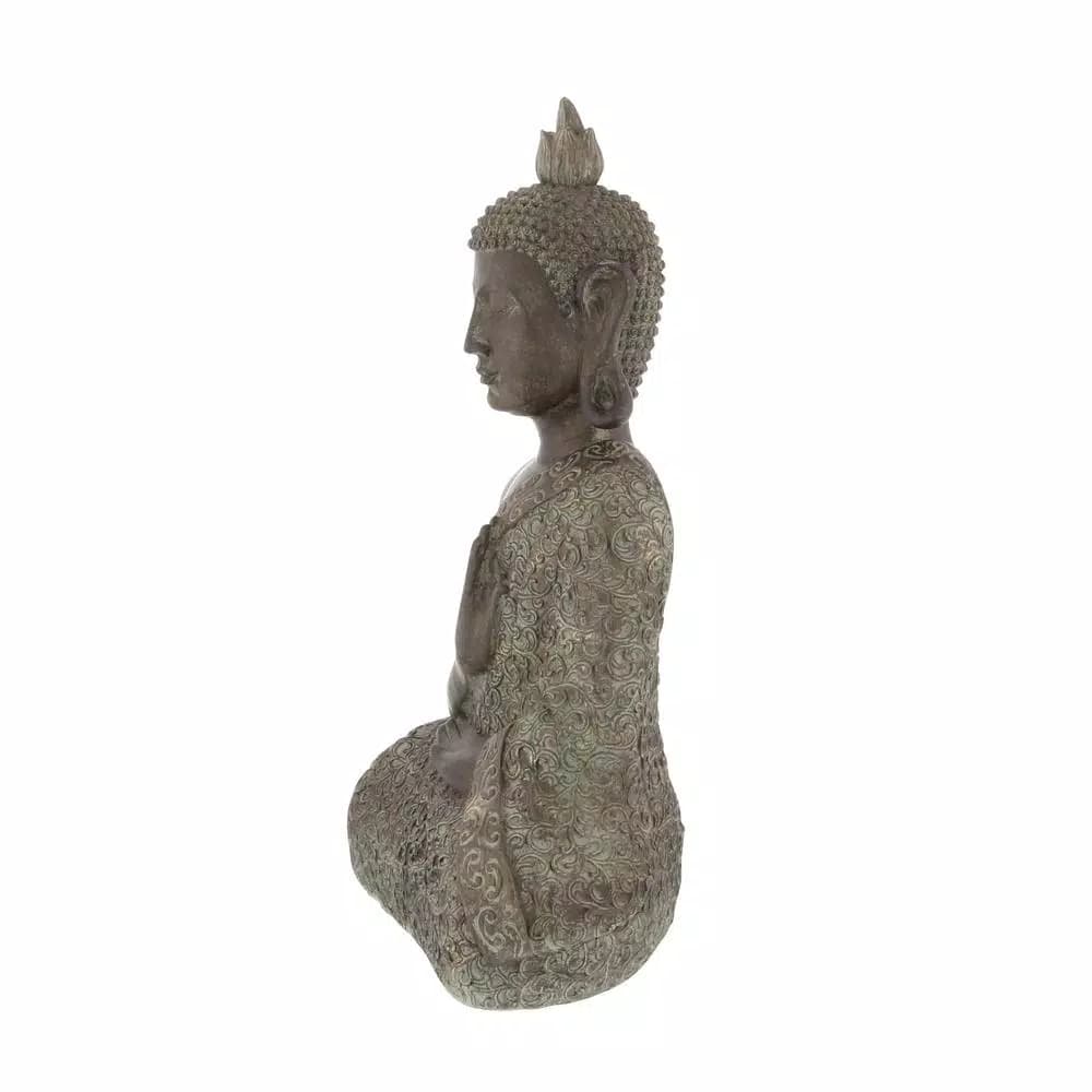 LITTON LANE Polystone Meditating Thai Buddha Sculpture - Tarnished Brown Statuary