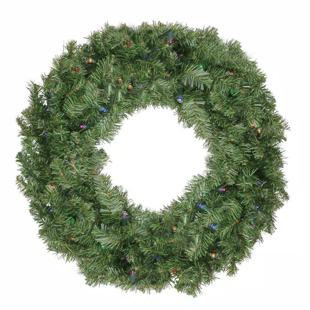 Northlight 24 in. Pre-Lit LED Multi-Color Canadian Pine Artificial Christmas Wreath