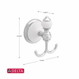 Delta Alexandria Double Towel Hook - Chrome and White thumbnail 3