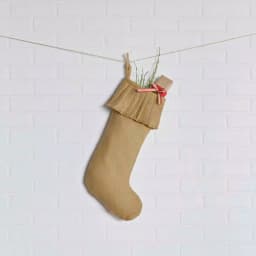 VHC Brands 20 in. Natural Cotton Burlap Ruffled Christmas Stocking - Farmhouse Style thumbnail 2