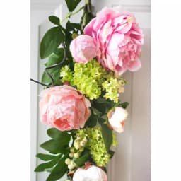 Nearly Natural 24 in. Mixed Pink Peony and Hydrangea Teardrop Floral Swag Wreath thumbnail 5