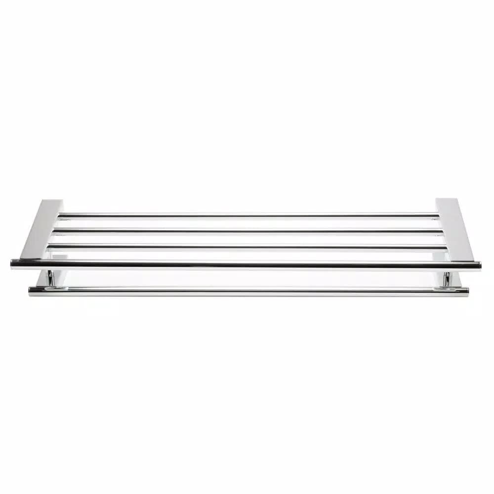 ALFI BRAND 25.88 in. Modern Wall Mount Towel Rack with Shelf, Polished Chrome