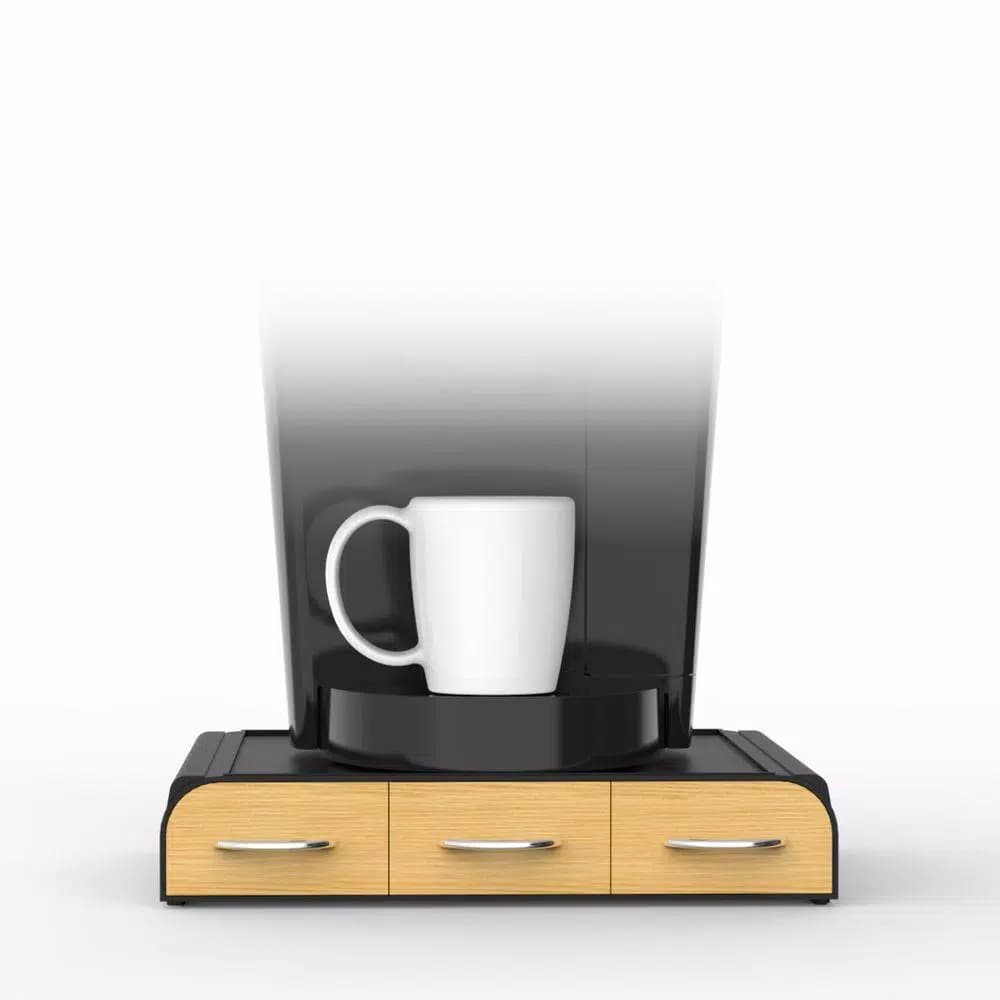 Mind Reader Anchor 36-Capacity K-Cup Storage Drawer with Wood Veneer and Heat-Resistant Panel, Black