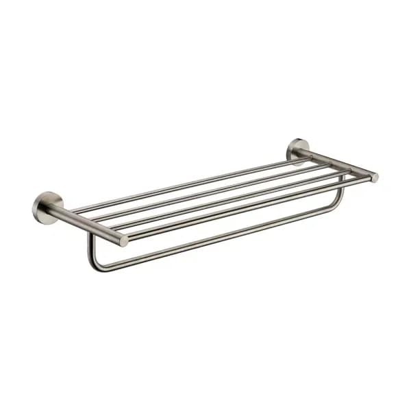 ALFI BRAND AB9538-BN 25.75 in. Modern Wall Mount Towel Rack with Shelf, Brushed Nickel