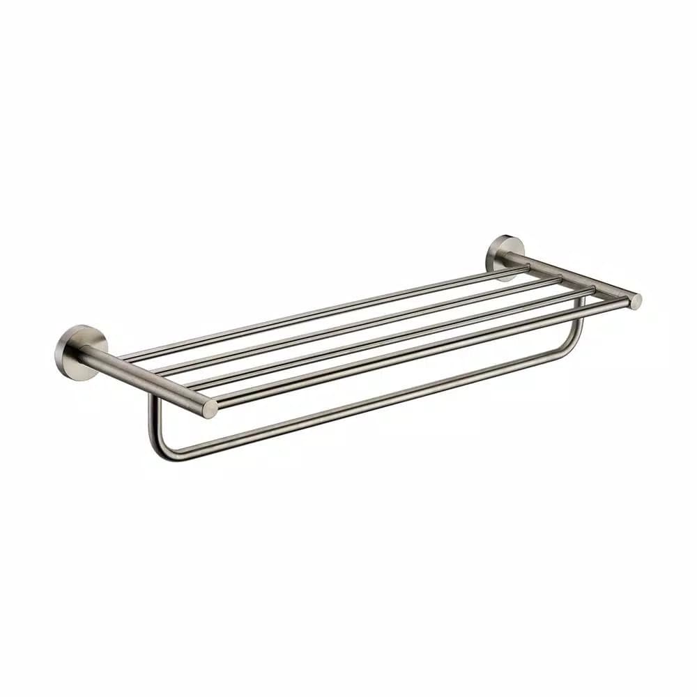 ALFI BRAND AB9538-BN 25.75 in. Modern Wall Mount Towel Rack with Shelf, Brushed Nickel