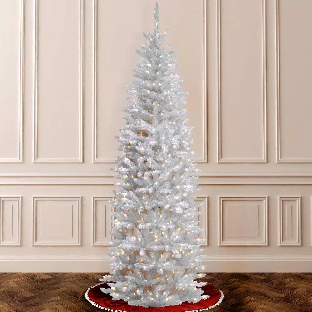 National Tree Company 6.5 ft. Kingswood White Fir Pencil Artificial Christmas Tree with 250 Clear Lights